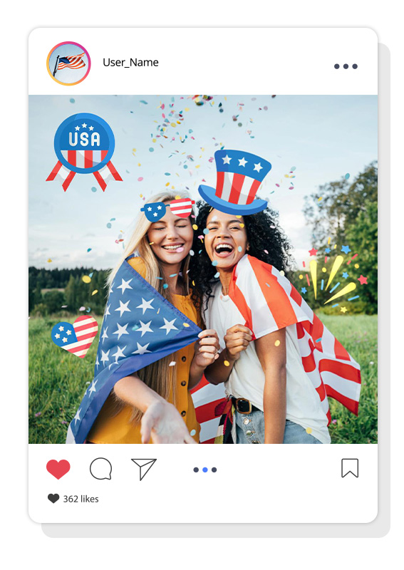4th of July photos for social media post by Promeo